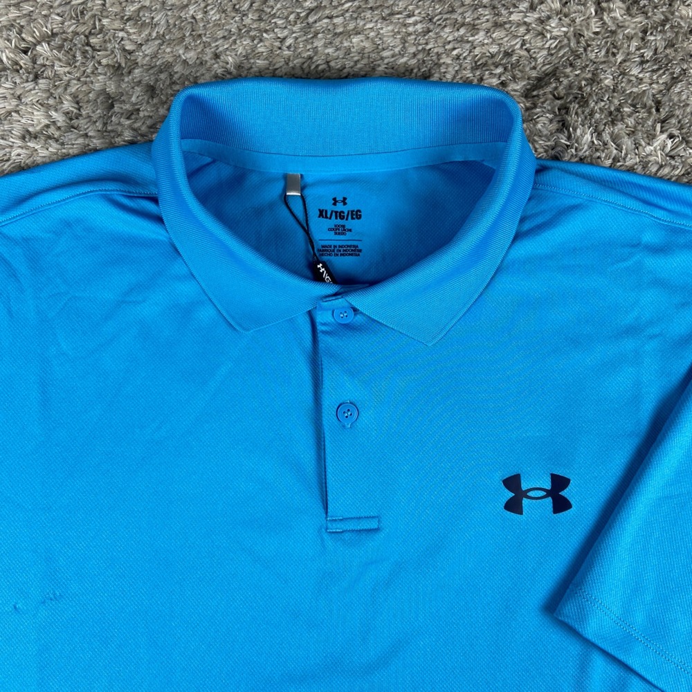 Under Armour Matchplay Polo Mens XL Blue Loose Short Sleeve Shirt Active 1377374